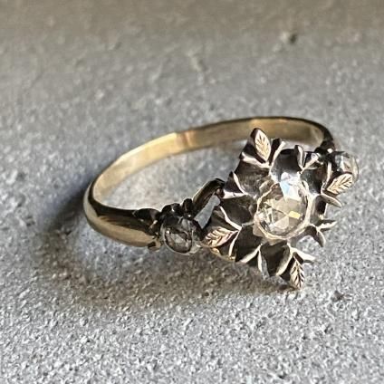 Victorian YG Silver Diamond Leaf Ring ʥȥꥢ  ꡼ 󥰡