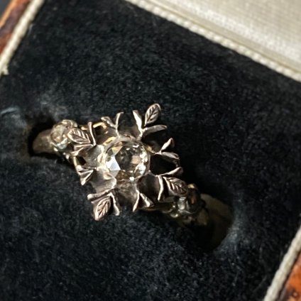 Victorian YG Silver Diamond Leaf Ring ʥȥꥢ  ꡼ 󥰡