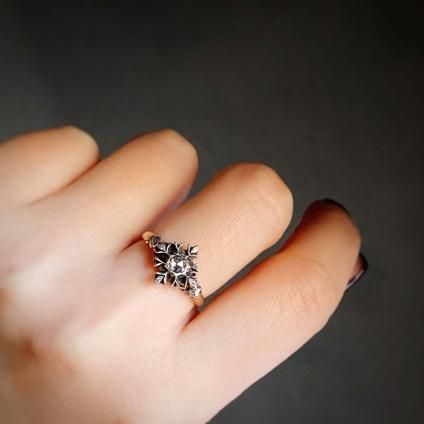 Victorian YG Silver Diamond Leaf Ring ʥȥꥢ  ꡼ 󥰡