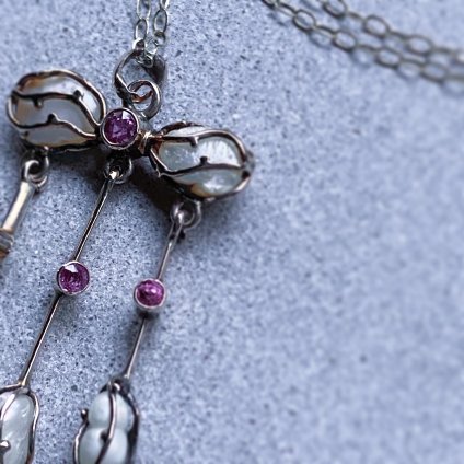 1900 - 20's 14K Pearl Pink Sapphire Necklace1900 - 20's 14 ѡ ԥ󥯥ե ͥå쥹