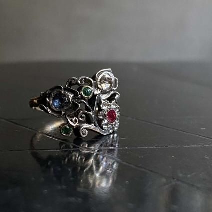 Georgian - Early Victorian YG Silver Giardinetti Ring Georgian - Early Victorian YG Silver Giardinetti Ring