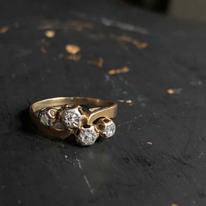 1900 - 1930's 18KRG Toi et Moi Diamond Ring 1900ǯ - 1930ǯ 18 ԥ󥯥 ȥ泌⥢  󥰡