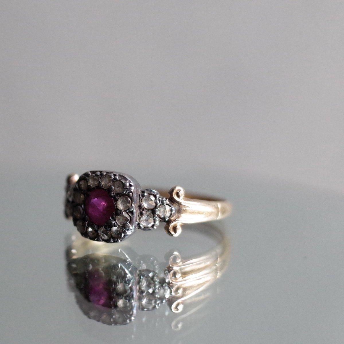 ȥꥢ 9 С ӡ  饹󥰡Victorian 9K Silver Ruby Diamond Cluster Ring