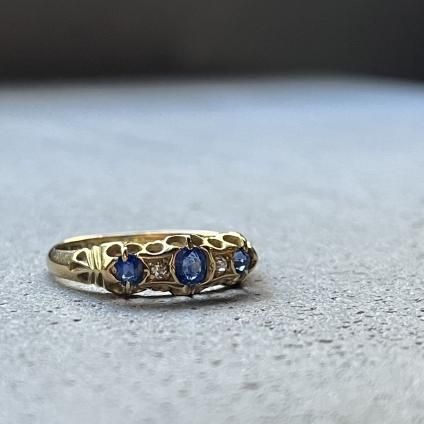 1900 - 1920's 18K Diamond Sapphire Ring (1900 - 1920年代 18 1900 - 1920's 18K Diamond Sapphire Ring (1900 - 1920年代 18