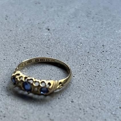 1900 - 1920's 18K Diamond Sapphire Ring (1900 - 1920年代 18 1900 - 1920's 18K Diamond Sapphire Ring (1900 - 1920年代 18