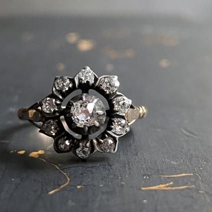 Antique 14K Silver Diamond Cluster Ring ʥƥ 14 С  饹󥰡