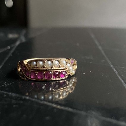 c.1872 15KYG Ruby Pearl Band Ring 1872ǯ15 ӡ ѡ Хɥ󥰡