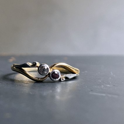 Art Deco 18K Plat Toi et Moi Ruby Diamond Ring ʥǥ 18 ץ ȥ泌⥢ ӡ  󥰡
