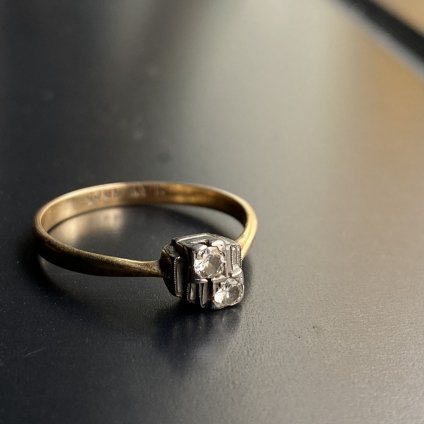 Art Deco 18KYG Plat Diamond Ring ʥǥ 18 ץ  󥰡