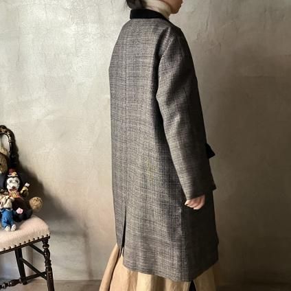 FUR LINE GLEN CHECK COAT