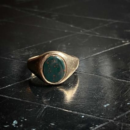 Vintage 9K Bloodstone Signet Ring(ヴィンテージ 9K ブラッド Vintage 9K Bloodstone Signet Ring(ヴィンテージ 9K ブラッド