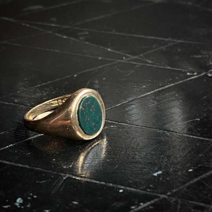 Vintage 9K Bloodstone Signet Ring（ヴィンテージ 9K ブラッド