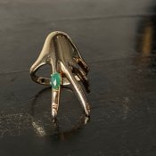 c.1970 9KYG Emerald Hand Motif Ring（1970年代 9KYG 金無垢 エメラルド ハンドモチーフ リング）