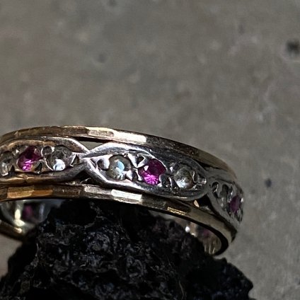 1920-30's Silver Gold Filled Glass Band Ring1920-30ǯ С ĥ 饹 Хɥ󥰡