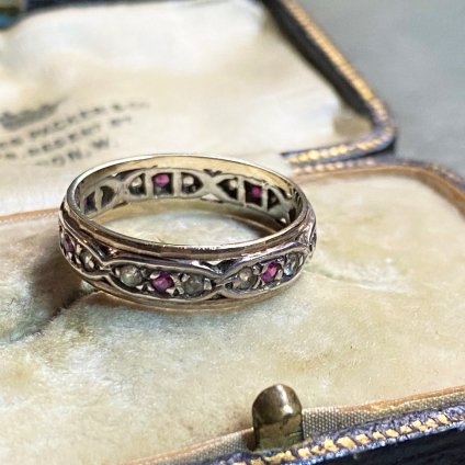 1920-30's Silver Gold Filled Glass Band Ring1920-30ǯ С ĥ 饹 Хɥ󥰡