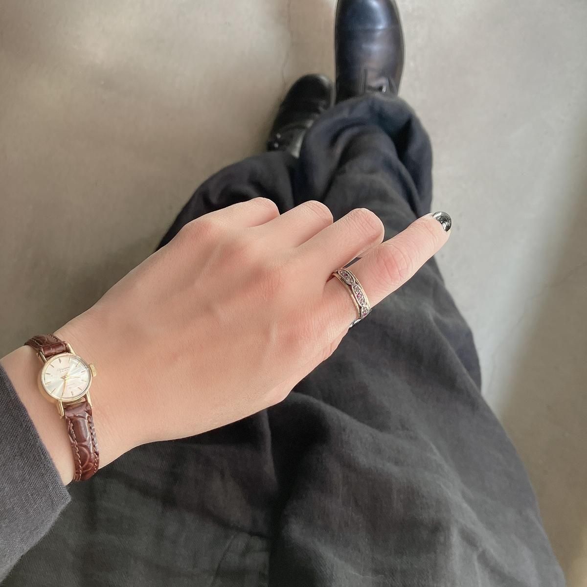 1920-30's Silver Gold Filled Glass Band Ring1920-30ǯ С ĥ 饹 Хɥ󥰡