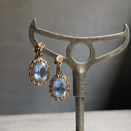 1930's Metal Blue Glass Earrings（1930年 メタル ブルーガラス イヤリング）