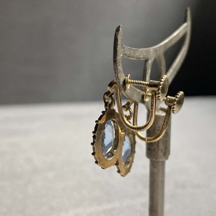 1930's Metal Blue Glass Earrings（1930年 メタル ブルーガラス イヤリング）