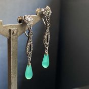 <img class='new_mark_img1' src='https://img.shop-pro.jp/img/new/icons13.gif' style='border:none;display:inline;margin:0px;padding:0px;width:auto;' />1930's Silver Marcasite Green Glass Earrings（1930年代 シルバー マーカサイト グリーンガラス イヤリング）