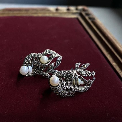 1930's Silver Marcasite Pearl Earrings1930ǯ С ޡ ѡ 󥰡