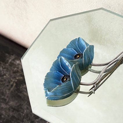  1920's Plastics Blue Flower Brooch 1920ǯ ץ饹å ֥롼ե֥