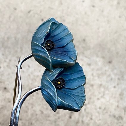  1920's Plastics Blue Flower Brooch （1920年代 プラスチック ブルーフラワーブローチ）