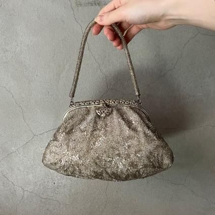 Vintage Silver Flower Patterned Beads Bag ʥơ С  ӡХå