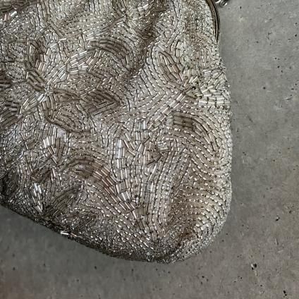 Vintage Silver Flower Patterned Beads Bag ʥơ С  ӡХå