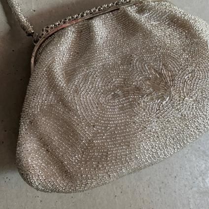 Vintage Silver Flower Patterned Beads Bag ʥơ С  ӡХå