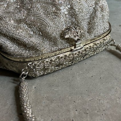 Vintage Silver Flower Patterned Beads Bag ʥơ С  ӡХå