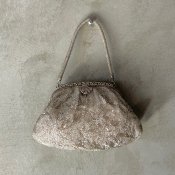 Vintage Silver Flower Patterned Beads Bag （ヴィンテージ シルバー 花模様 ビーズバッグ）