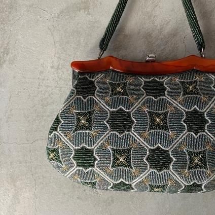 Vintage Green Mosaic Patterned Beads Bag ʥơ ꡼ ⥶ѥ ӡХå