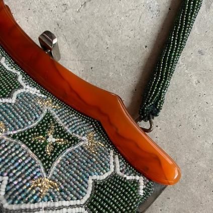 Vintage Green Mosaic Patterned Beads Bag ʥơ ꡼ ⥶ѥ ӡХå