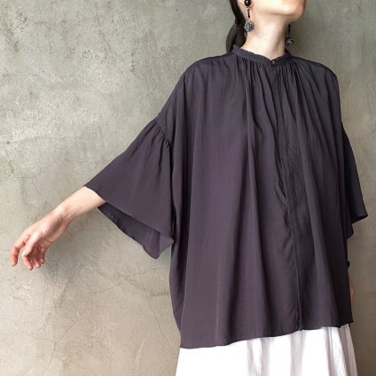suzuki takayuki flared-sleeve blouse（スズキタカユキ フレアドスリーブブラウス）Twilight grey