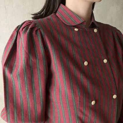 France Vintage Striped Blouse（フランス ヴィンテージ ストライプ ...