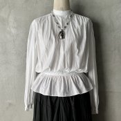 【20%OFF】France Vintage High-Neck Gather Blouse（フランス ヴィンテージ ハイネック ギャザー ブラウス）