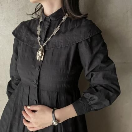 Antique Cotton Roman Collar Dress(アンティーク コットン ローマンカラー ドレス)後染め- JeJe PIANO ONLINE BOUTIQUE 神戸のアンティーク時計,ジュエリー,ファッション専門店 Antique Cotton Roman Collar Dress(アンティーク コットン ローマンカラー ドレス)後染め- JeJe PIANO ONLINE BOUTIQUE 神戸のアンティーク時計,ジュエリー,ファッション専門店