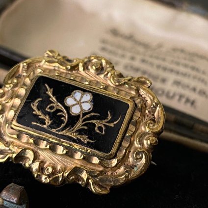 Victorian  Silver Gilt  Onyx Mourning Brooch ʥȥꥢ С  ˥ ⡼˥󥰥֥