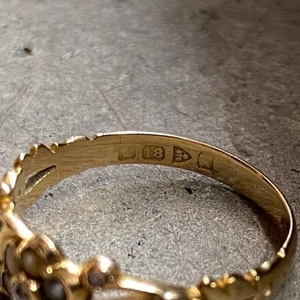 Victorian 18KYG Diamond Mourning Ring（ヴィクトリアン 18KYG
