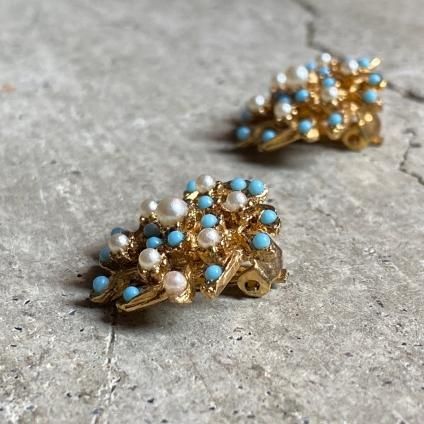 1960's Metal Glass Flower Earrings1960ǯ ᥿ 饹 ե 󥰡
