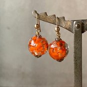 Vintage Marble Glass Orange Earringsʥơ ޡ֥륬饹  ԥRemake