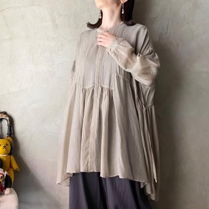 suzuki takayuki】bow-tie blouse ice grey
