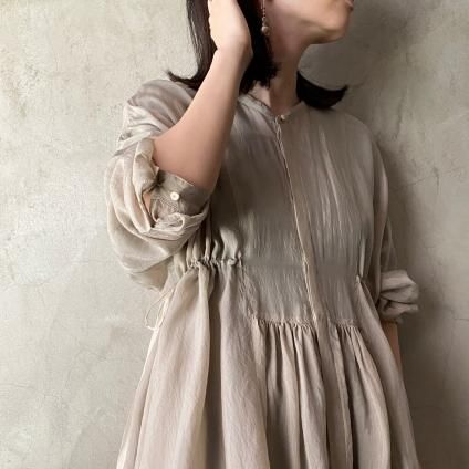 suzuki takayuki スズキタカユキ puff sleeve blouse ice grey