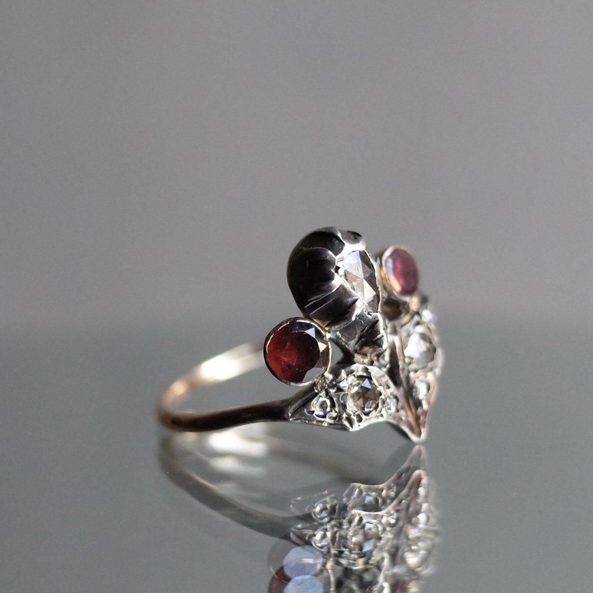 Early Victorian Giardinetti Ring Diamond Garnetʥȥꥢ ǥͥåƥ   ͥåȡ
