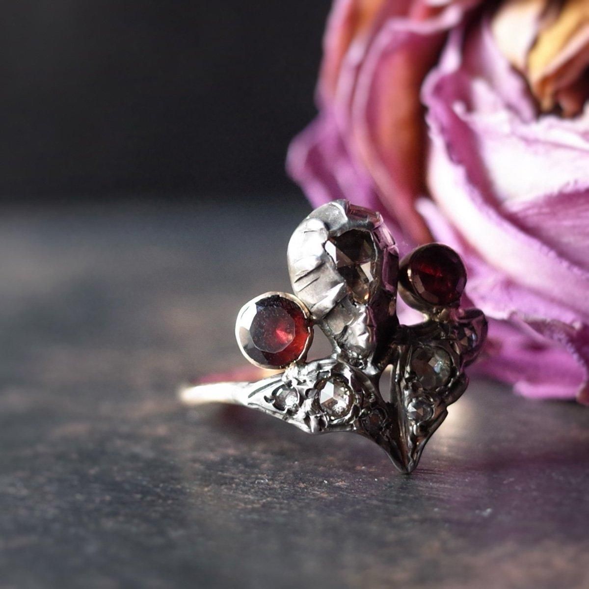 Early Victorian Giardinetti Ring Diamond Garnetʥȥꥢ ǥͥåƥ   ͥåȡ