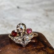 Early Victorian Giardinetti Ring Diamond Garnet（ヴィクトリア時代初期 ジャルディネッティ リング ダイヤモンド ガーネット）