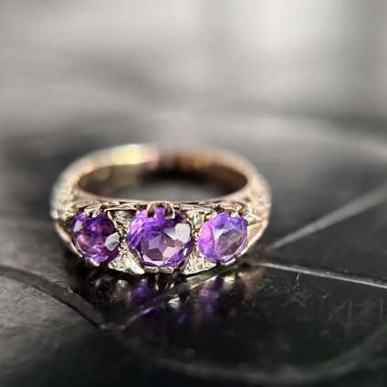 c.1968 9KYG Amethyst Diamond Ring1968ǯ 9K ᥸ ɥ󥰡