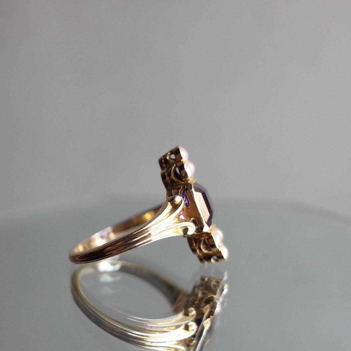1920 - 40's YG Amethyst Pearl RingYG ᥸ ѡ 󥰡