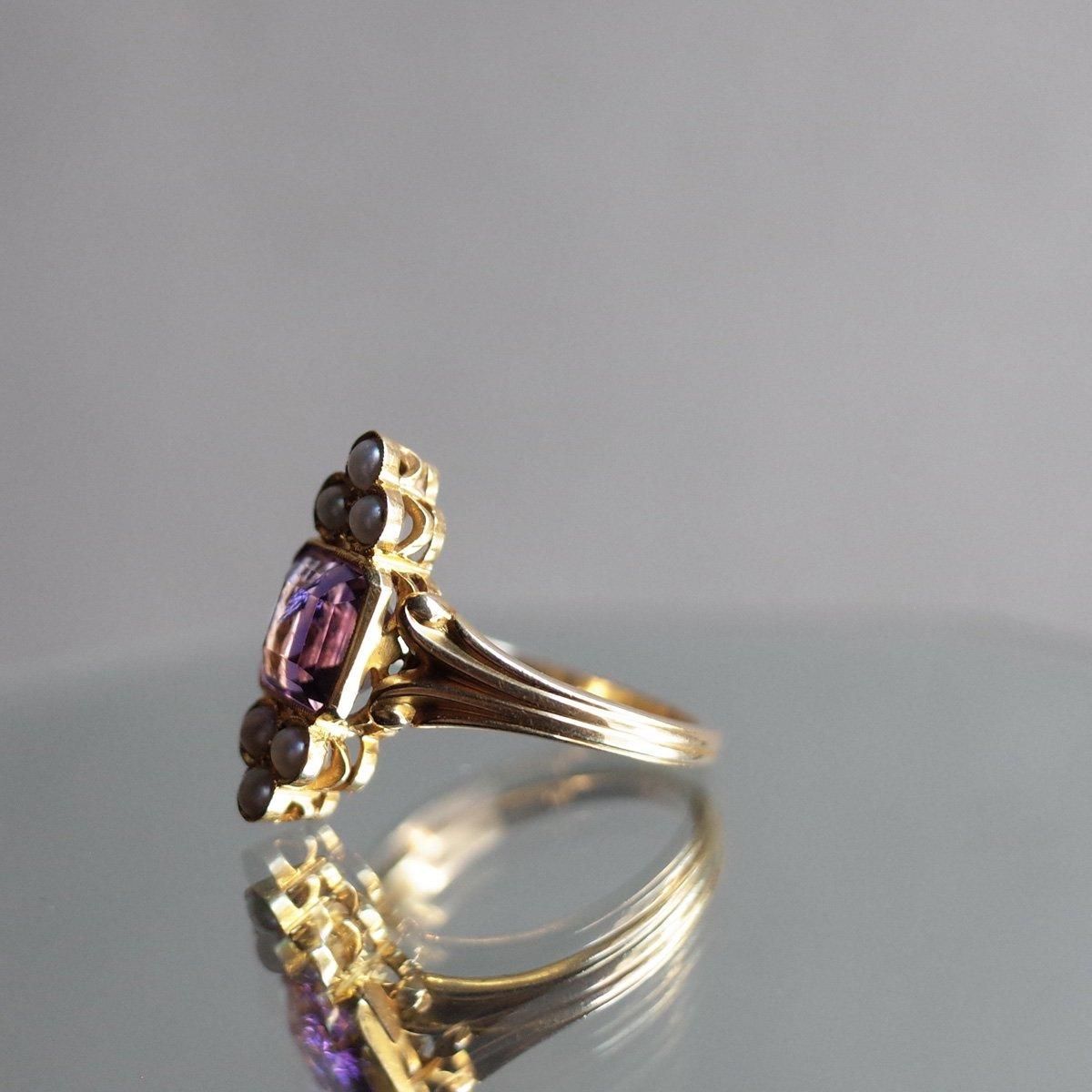 1920 - 40's YG Amethyst Pearl RingYG ᥸ ѡ 󥰡