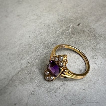 1920 - 40's YG Amethyst Pearl RingYG ᥸ ѡ 󥰡